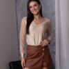UR/CEO Beige blouse with mesh sleeves and rhinestone details Cirri