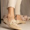 UR/CEO Beige perforated women's moccasins with decoration Mensory