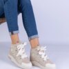 UR/CEO Beige women's sneakers with thick laces Gralina