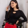 UR/CEO Black blouse with decorative front Jenela