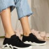 UR/CEO Black women's sneakers with sock-like upper Miyana