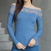 UR/CEO Blue off-shoulder blouse with lace insert Vikija