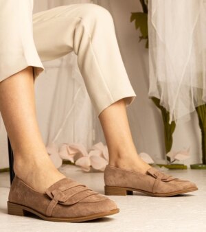 UR/CEO Brown classic women's moccasins in eco-suede Laiza