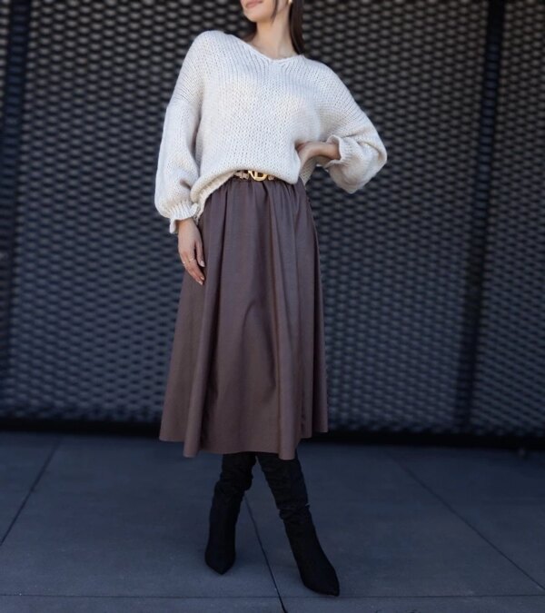UR/CEO Brown long skirt with animal print belt Hanie