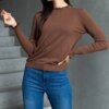 UR/CEO Brown soft sweater with ruffle detail Luel