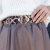 UR/CEO Dark beige long skirt with animal print belt Hanie