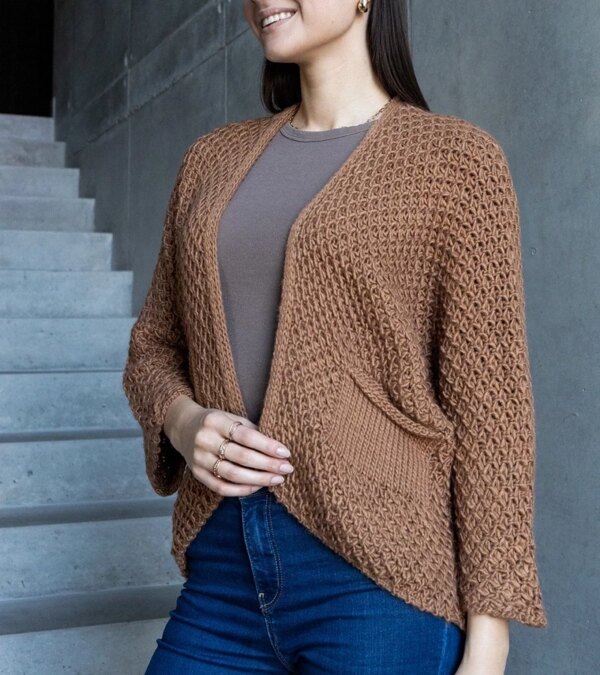 UR/CEO Dark beige open front cardigan Nira