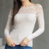 UR/CEO Light beige ruffle blouse with lace insert Vikija
