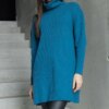 UR/CEO Long dark blue ribbed turtleneck sweater Kali