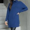 UR/CEO Long dark blue soft turtleneck sweater Kali