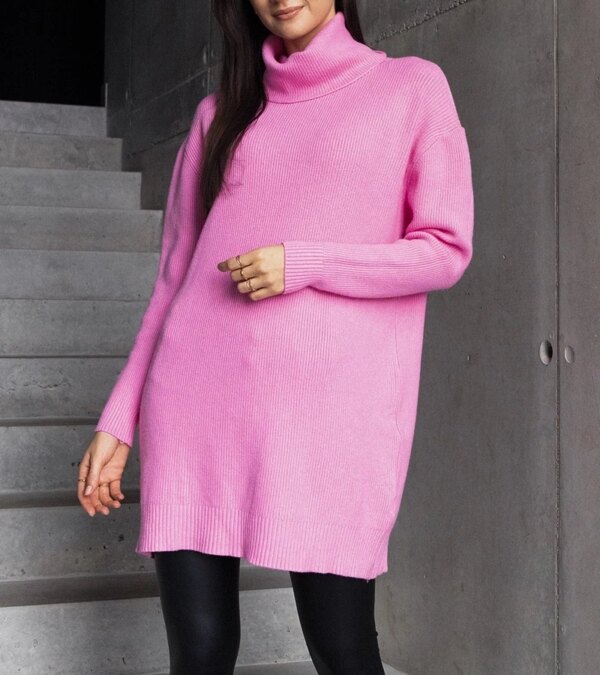 UR/CEO Long pink soft turtleneck sweater Kali