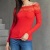 UR/CEO Red off-shoulder blouse with lace insert Vikija