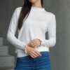 UR/CEO White soft sweater with ruffle detail Luel