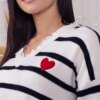 UR/CEO White striped sweater with patch detail Anel