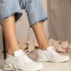 UR/CEO White women's sneakers with sock-like upper Miyana