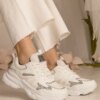 UR/CEO White women's sports sneakers with glitter Maleda