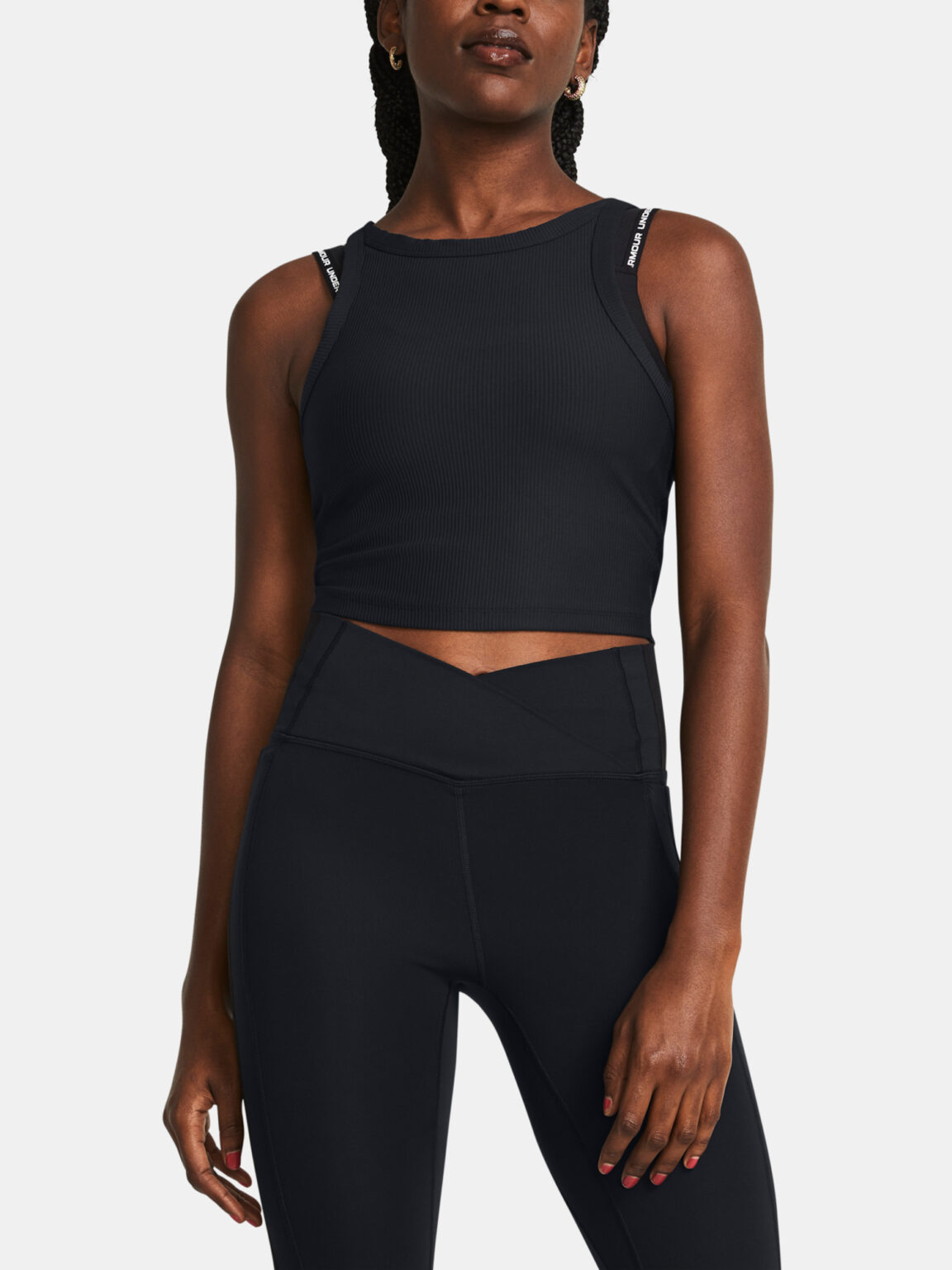 Under Armour Meridian Rib Crop Tank Top - BLK - Women