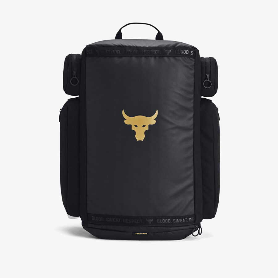 Under Armour Project Rock Duffle Backpack Black/ Black/ Metallic Gold 39 l-alacsony-ár