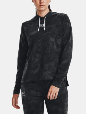 Under Armour Sweatshirt Rival Terry Print Hoodie-BLK - Women Under Armour Sweatshirt Rival Terry Print Hoodie-BLK - Women