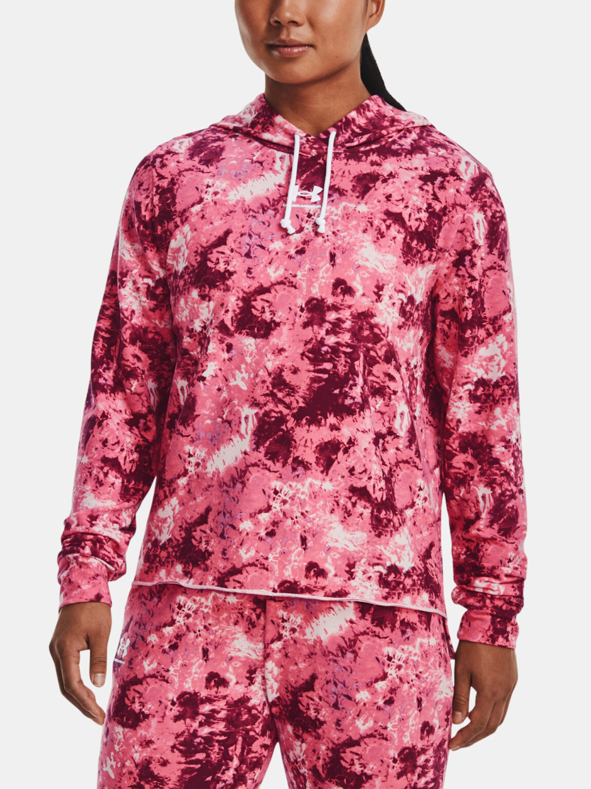 Under Armour Sweatshirt Rival Terry Print Hoodie-PNK - Women