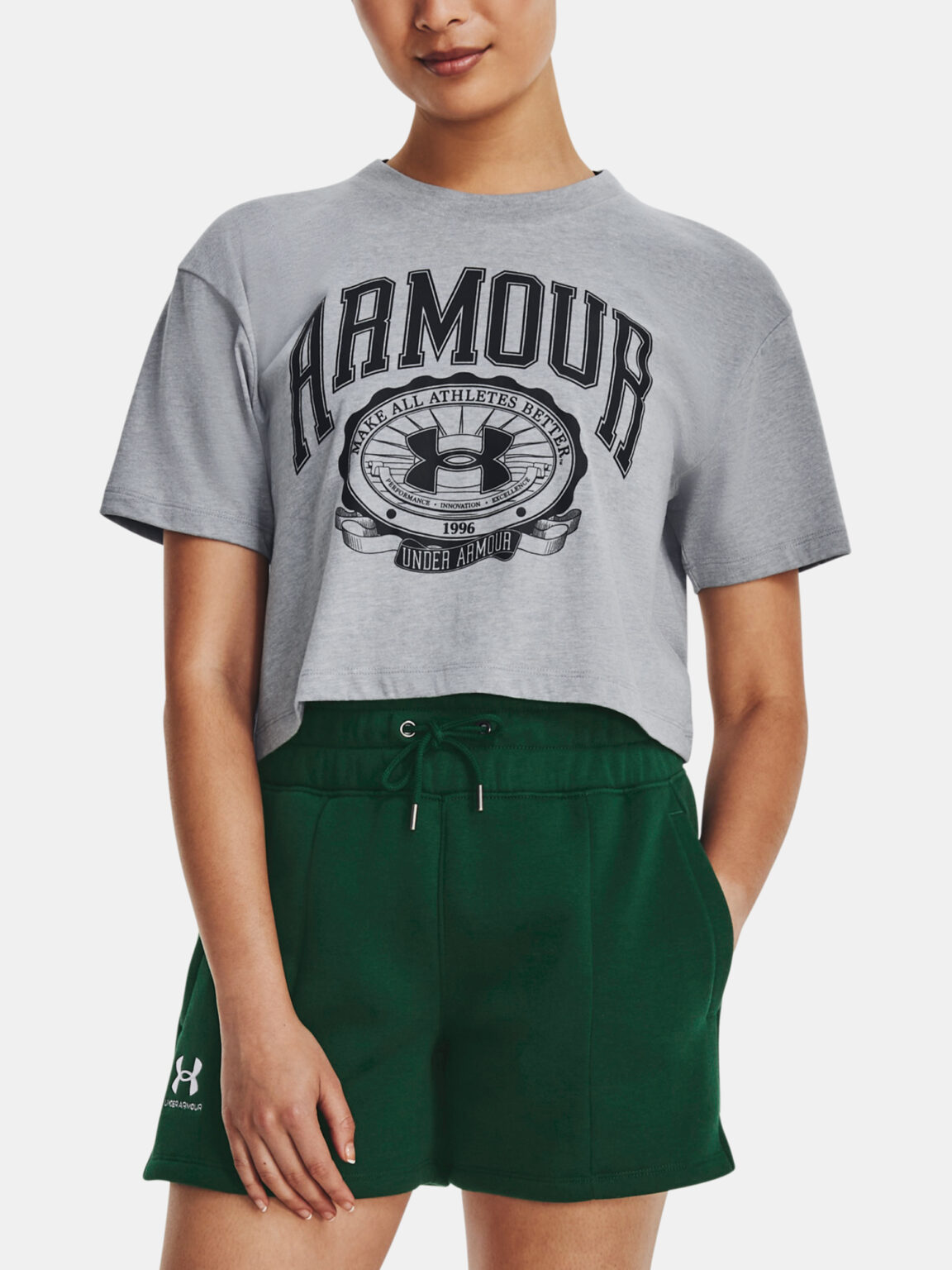 Under Armour T-Shirt UA COLLEGIATE CREST CROP SS-GRY - Women