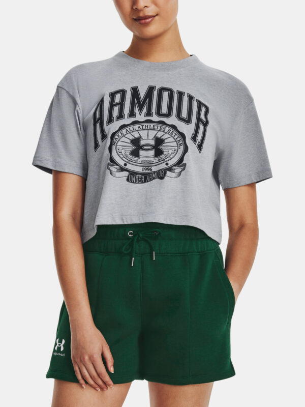 Under Armour T-Shirt UA COLLEGIATE CREST CROP SS-GRY - Women