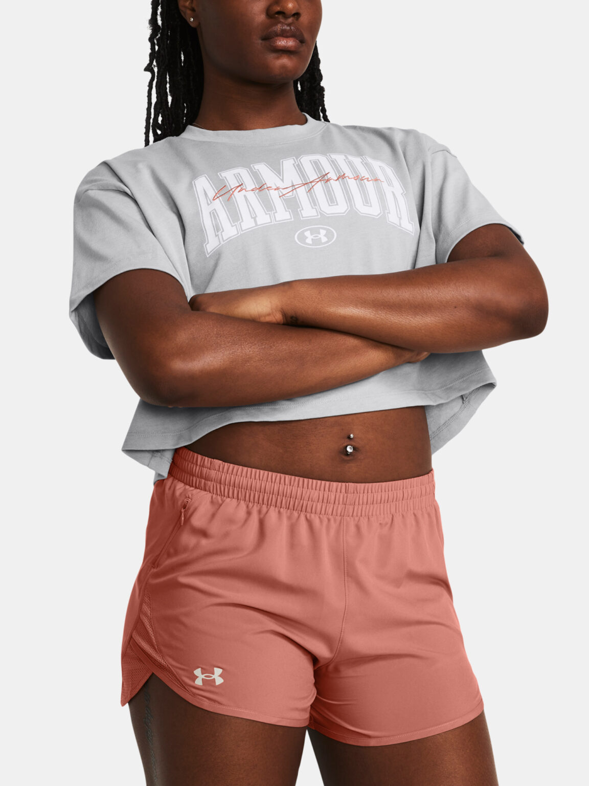 Under Armour T-Shirt UA HW SCRIPTED WM CROP SS-GRY - Women