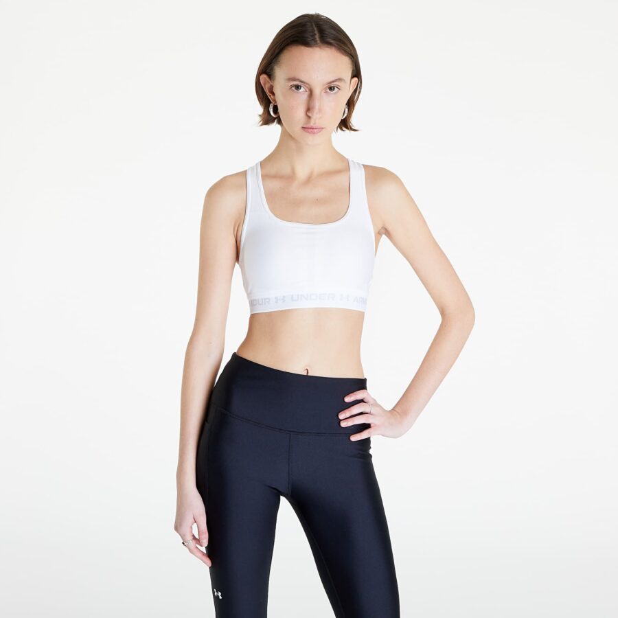 Under Armour W Crossback Mid Bra White/ Halo Gray S-alacsony-ár