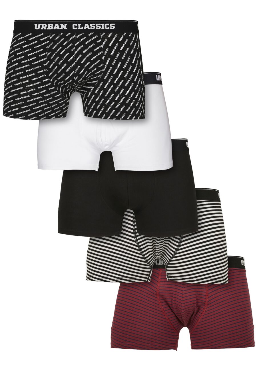 Urban Classics Boxeralsók  burgundi vörös / fekete / fehér-hu