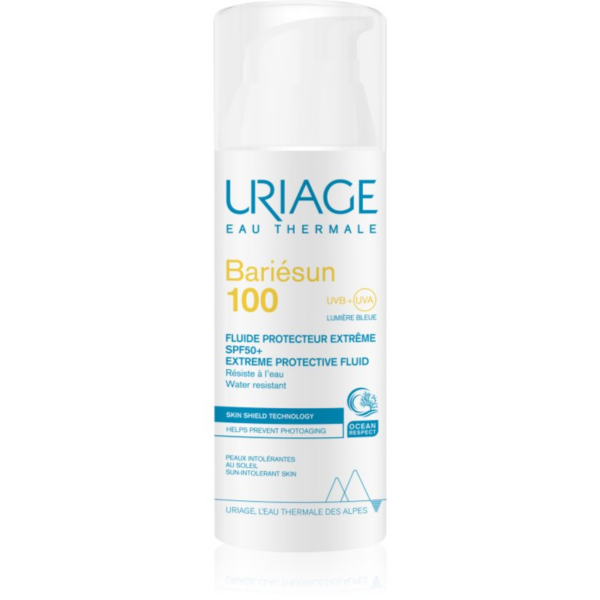 Uriage Bariésun 100 Extreme Protective Fluid SPF 50+ Védő folyadék nagyon érzékeny és intoleráns bőrre SPF 50+ 50 ml-Eredeti