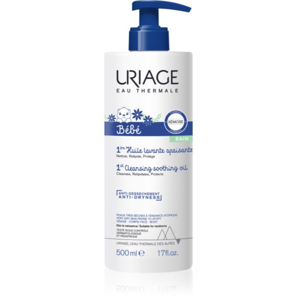 Uriage Bébé 1st Cleansing Soothing Oil nyugtató és tisztító olaj száraz és atópiás bőrre 500 ml-Eredeti