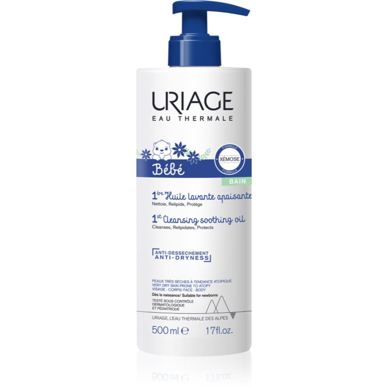 Uriage Bébé 1st Cleansing Soothing Oil nyugtató és tisztító olaj száraz és atópiás bőrre 500 ml-Eredeti