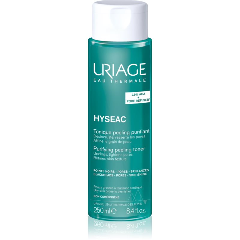 Uriage Hyséac Purifying Peeling Toner tisztító tonik a faggyú szabályozására és a pórusok minimalizására A.H.A.-val (Alpha Hydroxy Acids) 250 ml-Ár