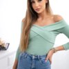 V-neck blouse dark mint
