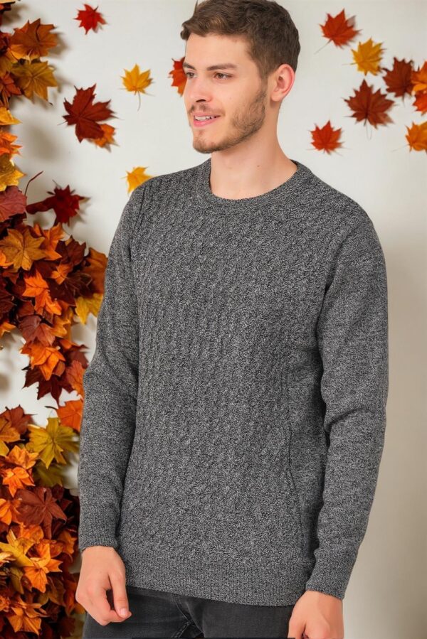 V0214 DEWBERRY MEN'S SWEATER-PLAIN SMOKED