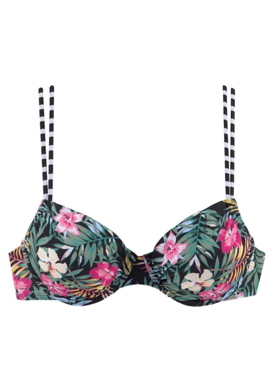 VENICE BEACH Bikini felső  zöld / rózsaszín / fekete / fehér-hu