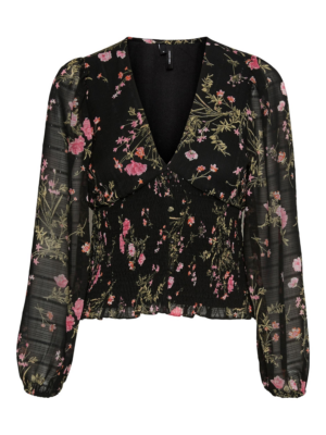 VERO MODA Blúz 'Rosa'  zöld / rózsaszín / fekete-Hungary