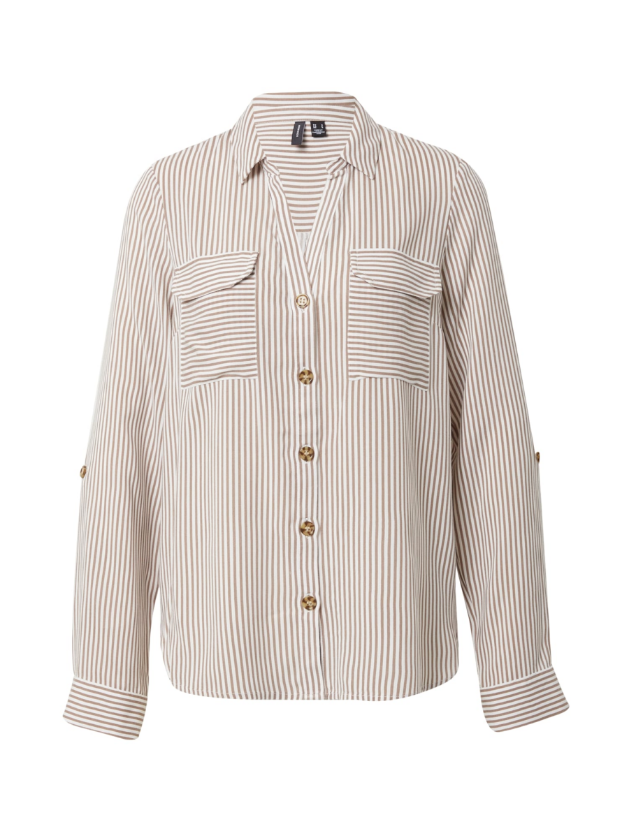 VERO MODA Blúz 'VMBumpy'  világosbarna / fehér-Ár