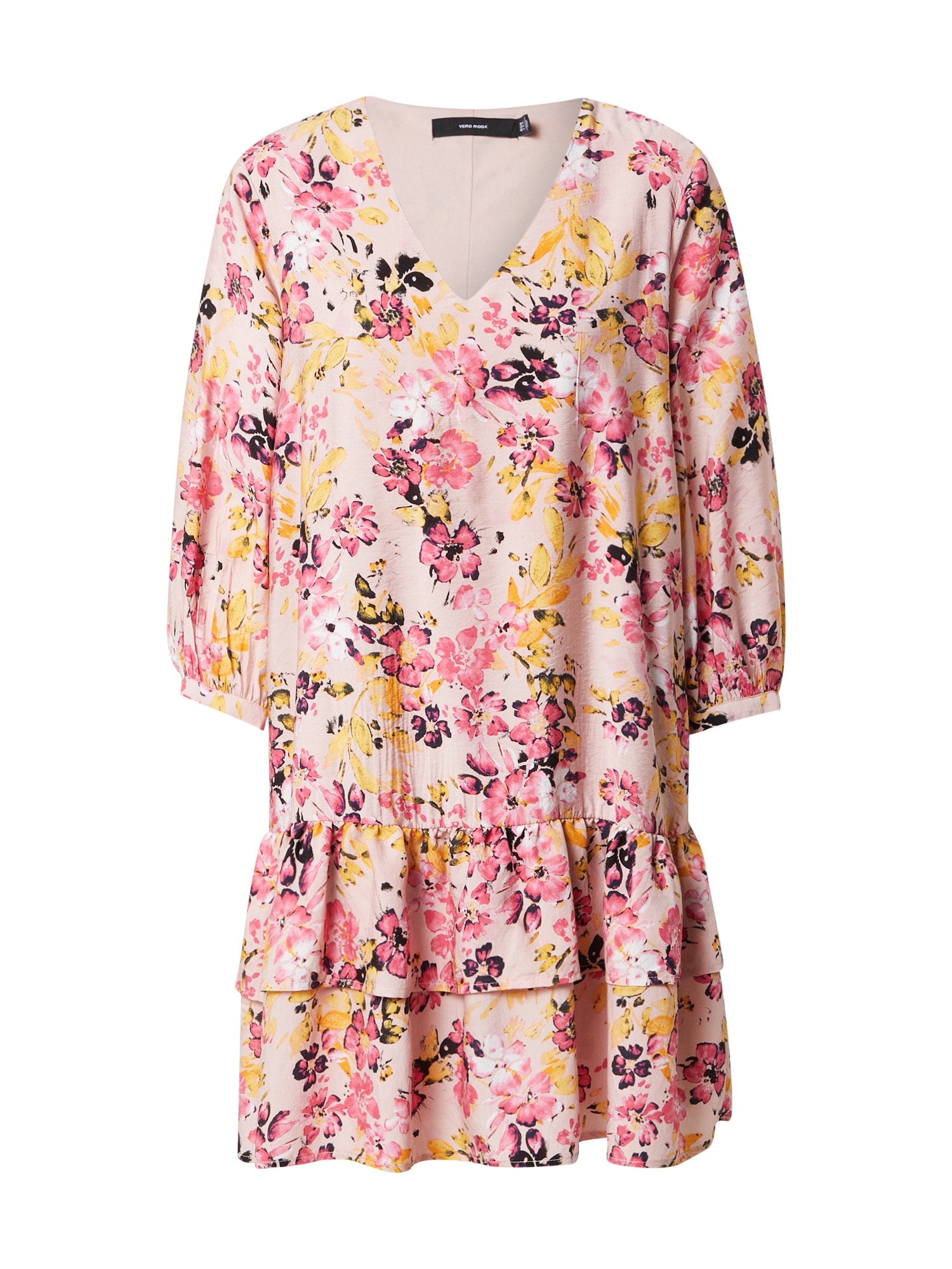 VERO MODA Ruha 'GIGI'  sárga / rózsaszín / rózsa / fekete-hu