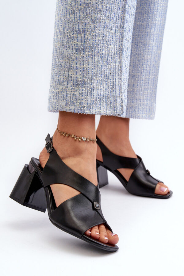 VINCEZA Elegáns női magassarkú szandál fekete Eco Leather Asellesa színben