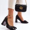 VINCEZA Fekete Bow Pump Heels