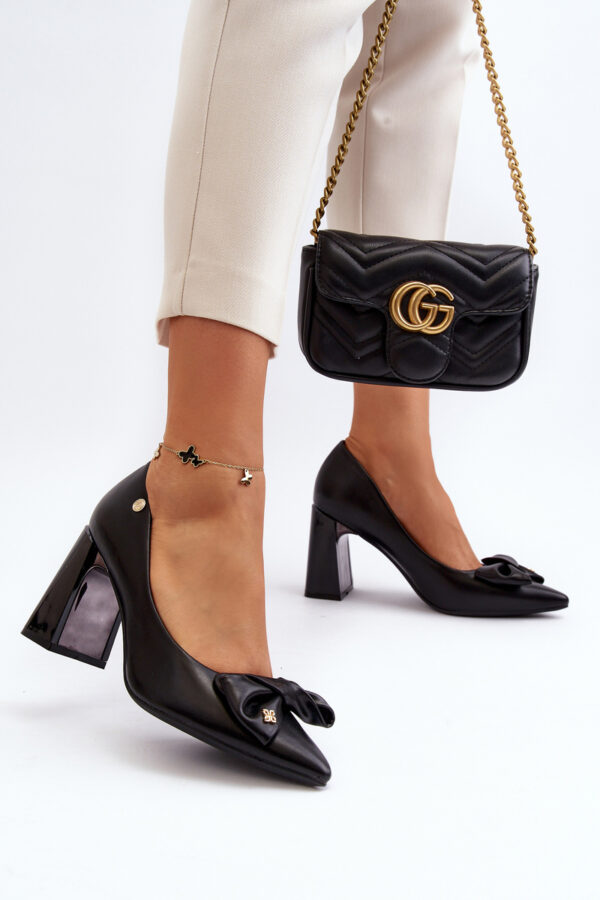 VINCEZA Fekete Bow Pump Heels