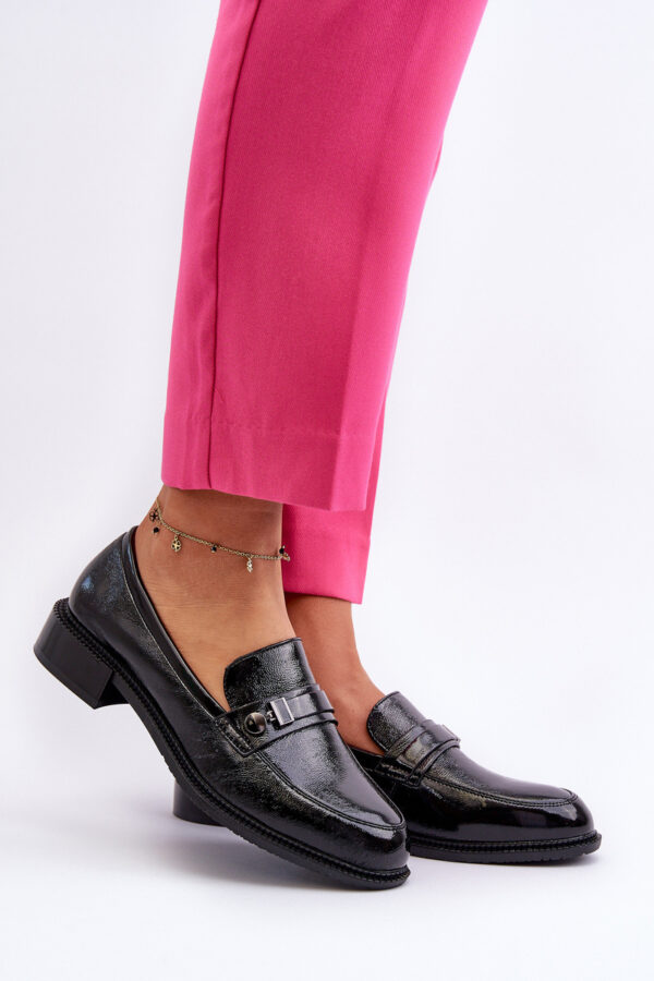 VINCEZA Női Fekete Patent Loafers Nerilaja