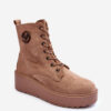 VINCEZA Velúr csizma Massive Platform Wedge Heel bézs Lavica felületen