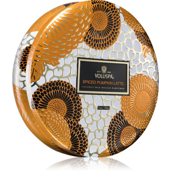 VOLUSPA Japonica Holiday Spiced Pumpkin Latte illatgyertya alumínium dobozban 340 g-ár