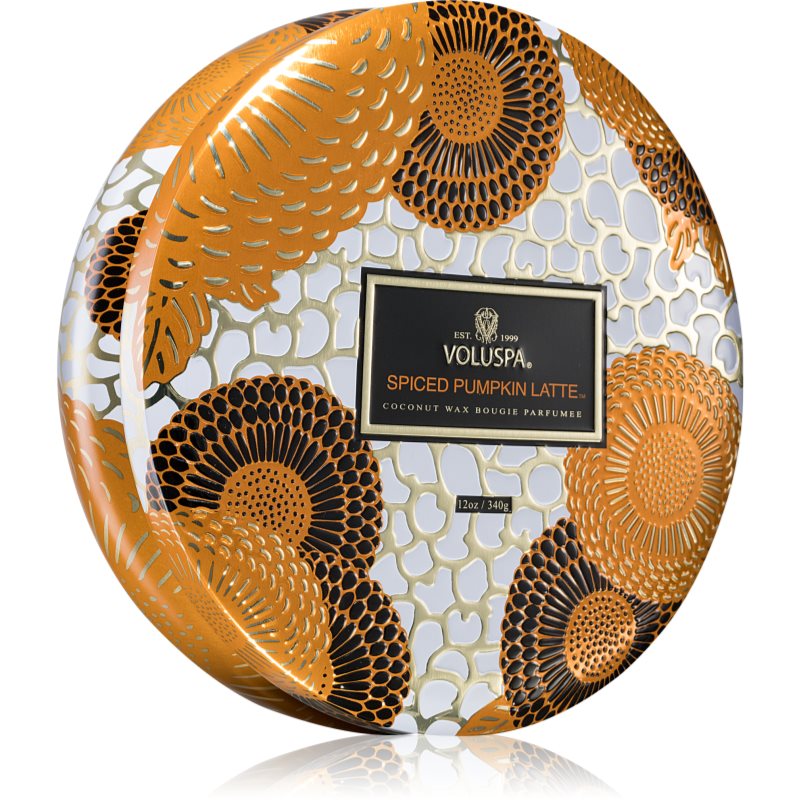 VOLUSPA Japonica Holiday Spiced Pumpkin Latte illatgyertya alumínium dobozban 340 g-ár