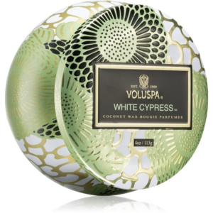 VOLUSPA Japonica Holiday White Cypress illatgyertya alumínium dobozban 113 g-ár