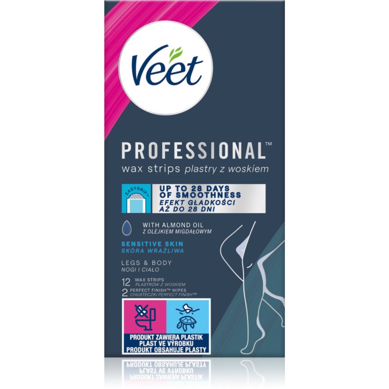 Veet Professional Sensitive Skin szőrtelenítő gyantacsík az érzékeny bőrre 12 db-Eredeti