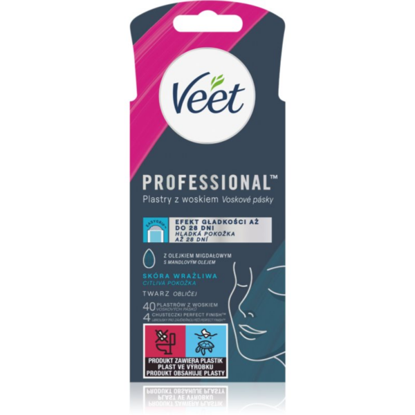 Veet Professional szőrtelenítő viasz csík az érzékeny arcbőrre 40 db-Ár