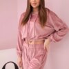 Velour Hooded Set - Dark Powder Pink